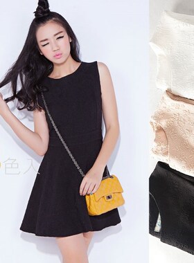 100元3件！春夏新款●超美提花针织弹力高腰大摆伞裙背心连衣裙●