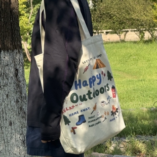 纯棉拉链帆布包夏日帆布袋带拉链内袋休闲日常学生上课通勤包