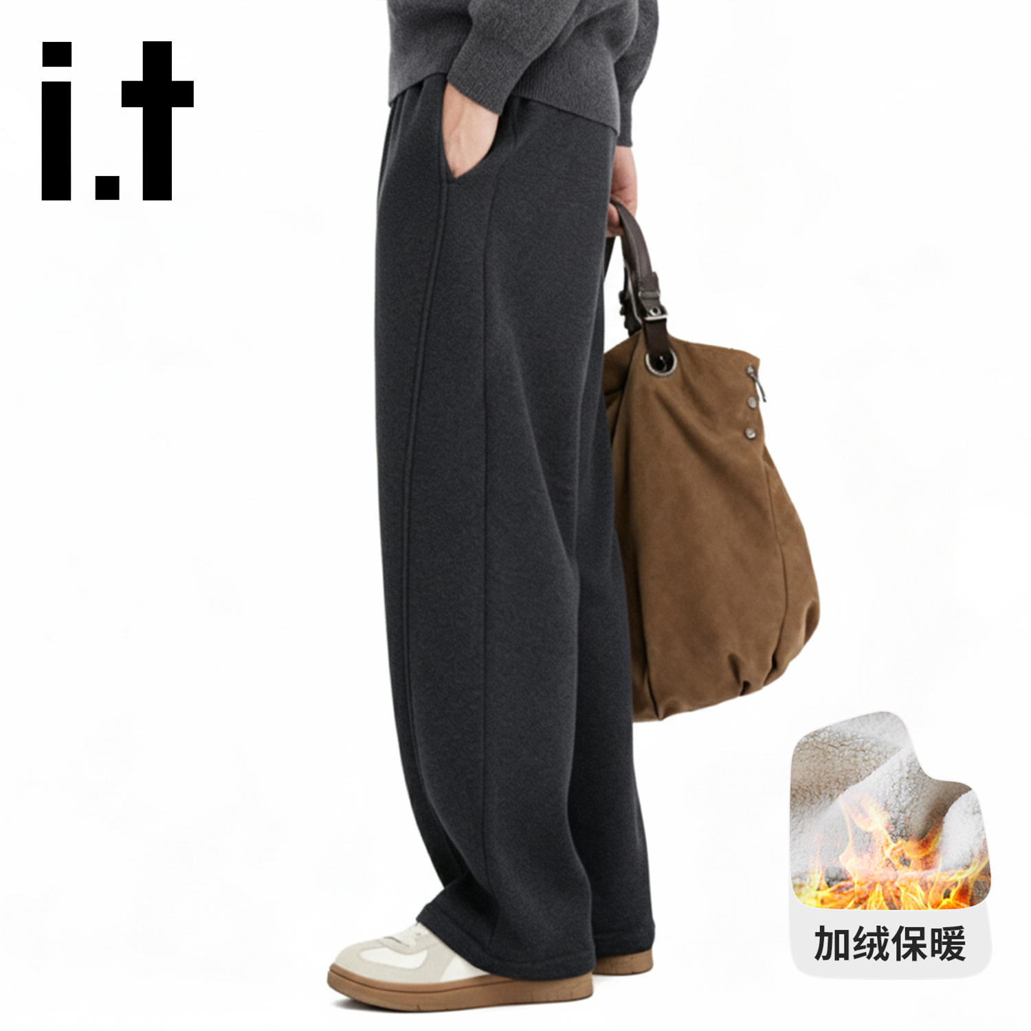 it美式痞帅加绒秋冬宽松休闲裤