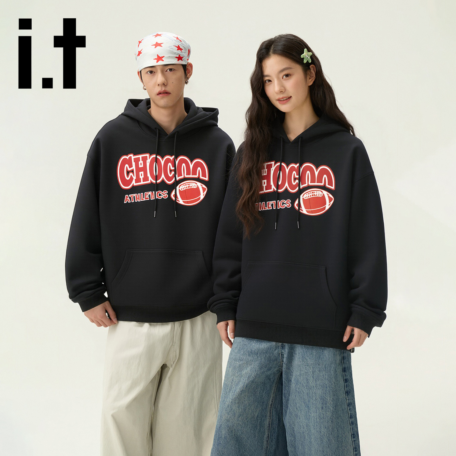 it:CHOCOOLATE潮牌宽松连帽卫衣男女秋冬款美式休闲帽衫情侣上衣