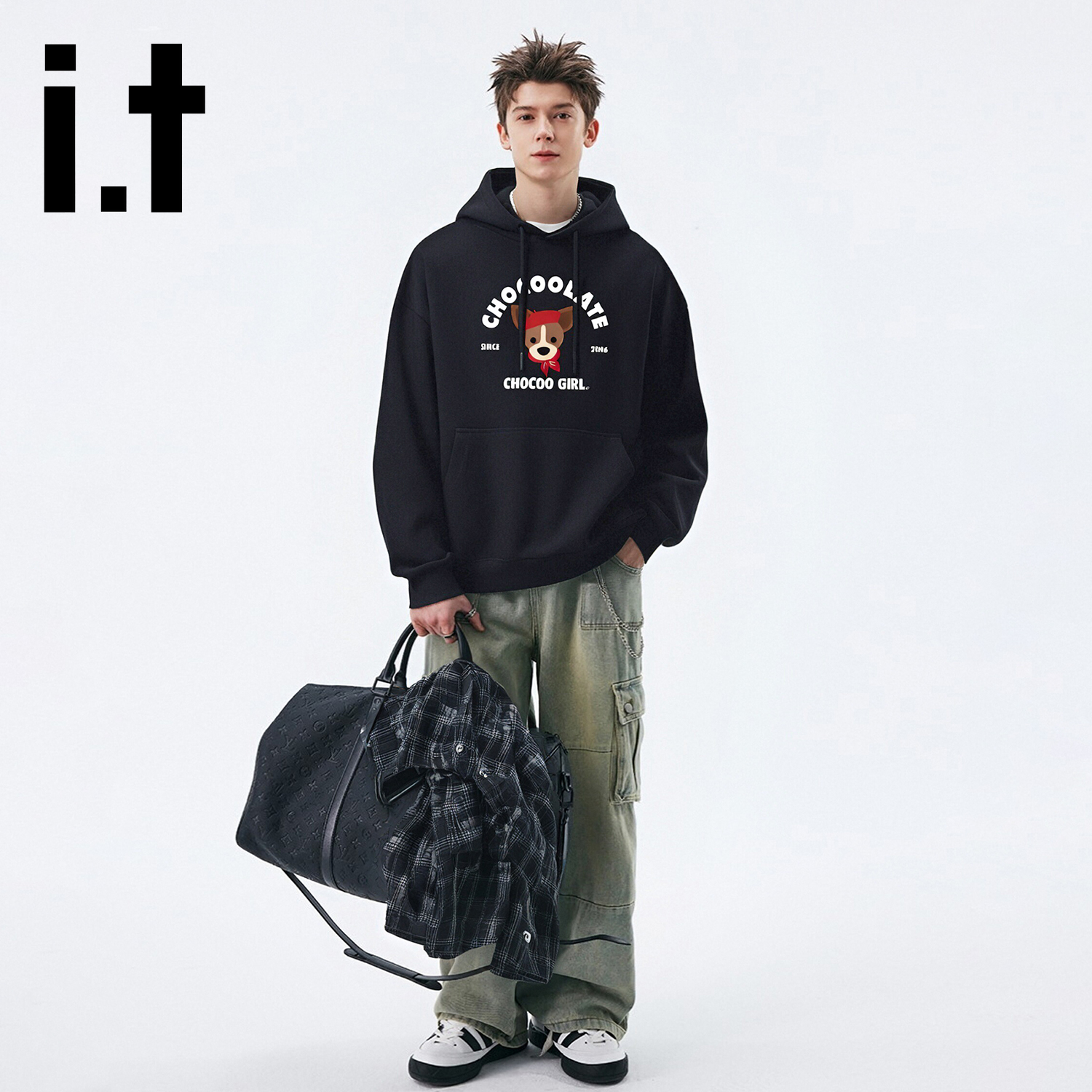 it:CHOCOOLATE重磅连帽加绒卫衣秋冬新款男女美式宽松休闲帽衫潮