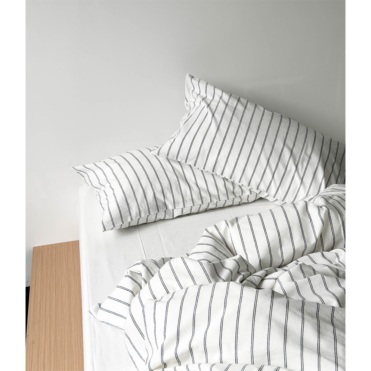 ins韩国博主黑白条纹全棉水洗棉床上四件套 北欧简约纯棉床单被套