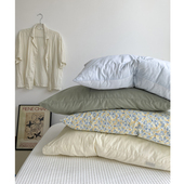 ins奶油系百搭纯棉水洗棉单个枕套全棉纯色简约枕头套48 74cm一只