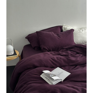 法式复古优雅紫80支兰精天丝四件套慵懒旧感柔软丝滑裸睡床单被套