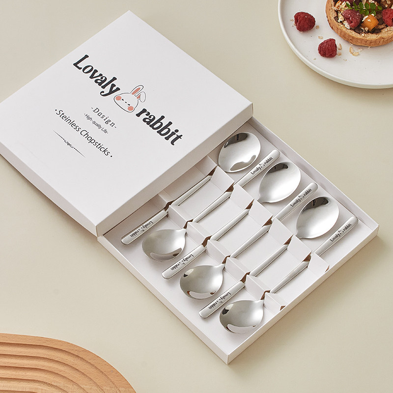 316不锈钢勺子韩式可爱家用汤匙西餐长柄汤勺吃饭勺食品级礼盒装,餐饮具,西餐勺,淘宝优惠券,粉丝福利购,淘宝优惠卷