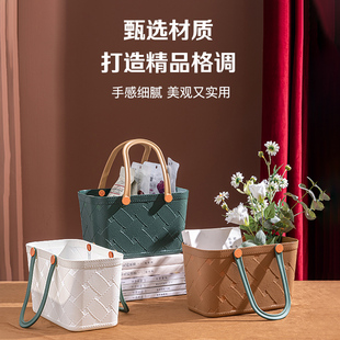 乐服手提洗澡篮子浴室洗漱沐浴收纳篮塑料学生杂物澡堂小浴筐白色