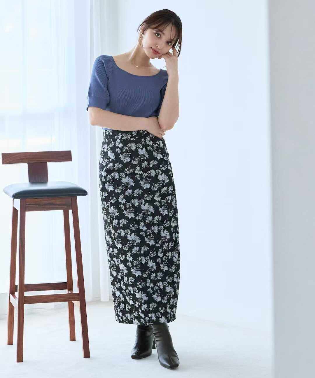 日单andem*u 原单2024夏新款薄款复古提花后开叉过膝通勤百搭半裙,女装/女士精品,半身裙,淘宝优惠券,粉丝福利购,淘宝优惠卷