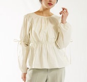 日单heather 原单2023夏新设计感小众甜美可爱袖 子可拆卸收腰上衣