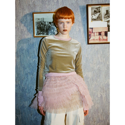 日单sear*om 原单2024秋季新款短款百搭打底衫绒面质感长袖上衣女