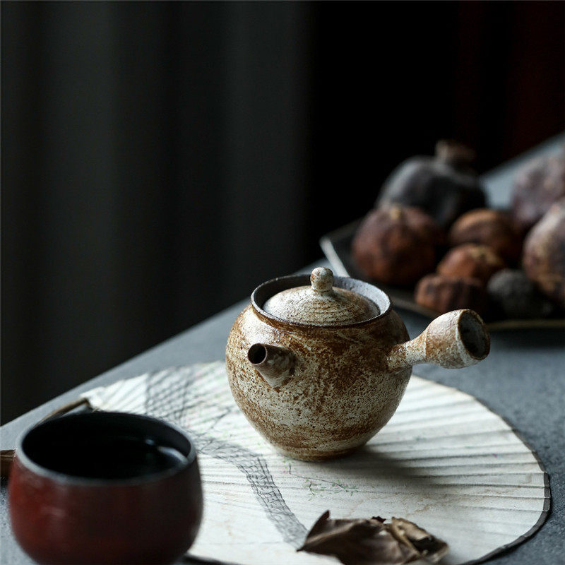 景德镇手工陶泥侧把壶开片可养泡茶壶珠光复古茶壶急须壶功夫茶具