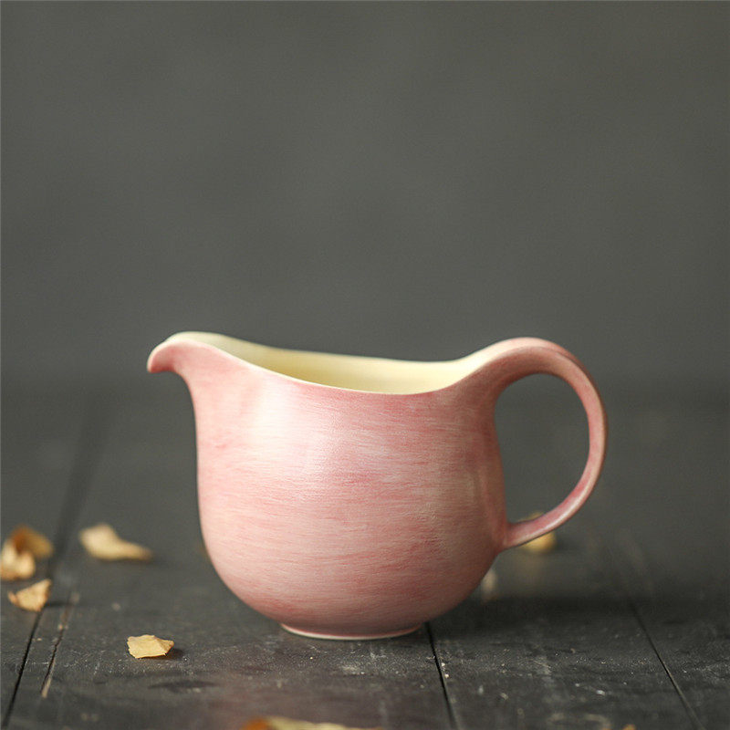 景德镇樱花粉颜色釉公道杯分享杯奶缸咖啡器具调料杯手作功夫茶具