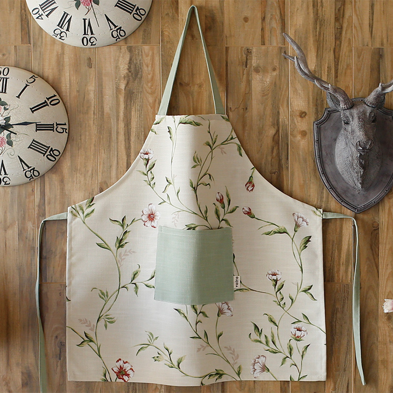 田园碎花米色大小系列围裙防污