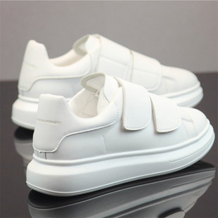 板鞋 小白鞋 透气魔术贴厚底松糕白色运动休闲鞋 2020夏季 内增高男鞋