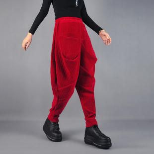 原创立体剪裁加厚垂感雪尼尔哈伦裤 2025秋冬宽松显瘦小脚灯笼长裤