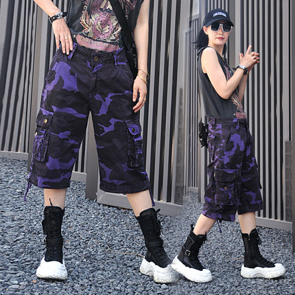 迷彩七分裤2026夏薄情侣男女美式高街hiphop休闲工装短裤户外中裤