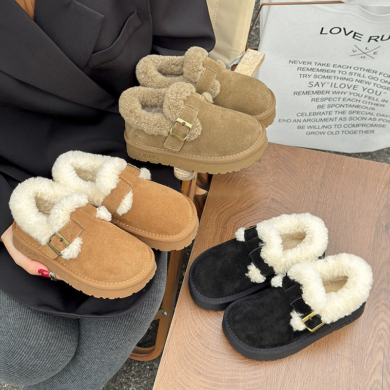 儿童雪地靴大棉鞋真皮短靴毛毛鞋