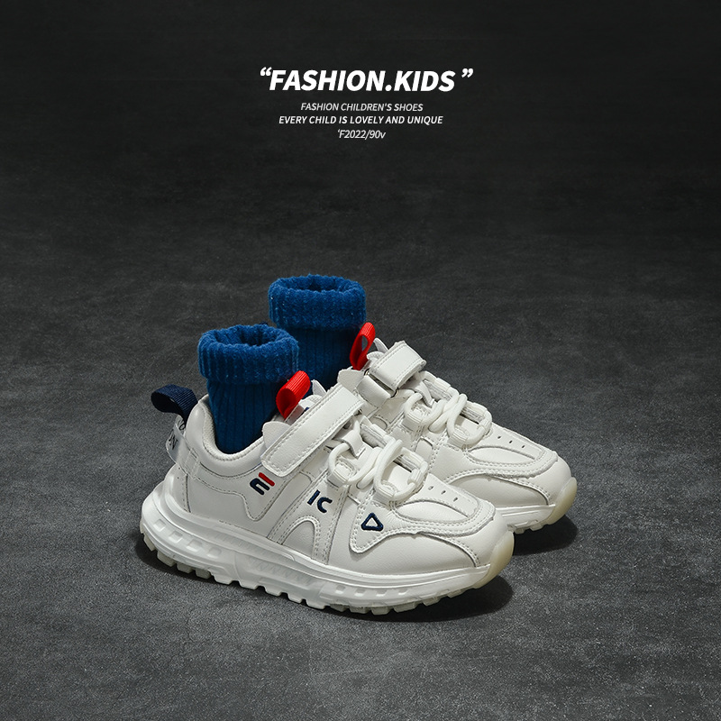 儿童N字运动鞋软底真皮老爹鞋