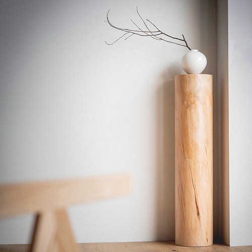 叁几侘寂风原木树桩花台