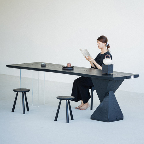 叁几白蜡木侘寂风实木泡茶桌书桌