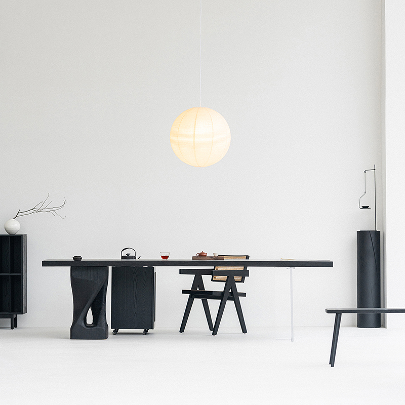 叁几白蜡木碳化侘寂风茶桌