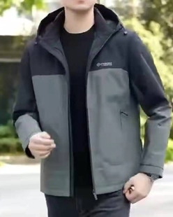 卡麦隆鳄鱼船王男人茄克外套可脱卸帽拼接新款夹克羽绒服时尚