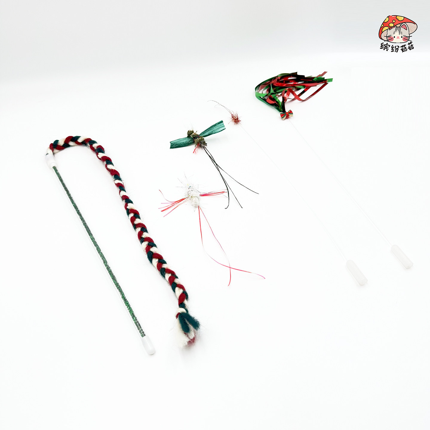 猫玩具小昆虫逗猫棒替换头猫咪丰容玩具羽毛动物毛小虫子圣诞苍蝇