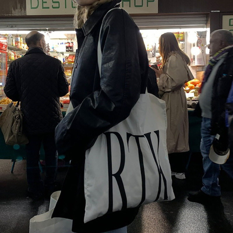 韩国ins小众设计文艺简约字母薄棉坯布袋帆布包单肩包购物袋书包,箱包皮具/热销女包/男包,通用款女包,淘宝优惠券,粉丝福利购,淘宝优惠卷