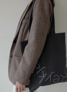 小布自制 韩国unfold小众设计字母城市名系列单肩帆布纯棉ins包袋