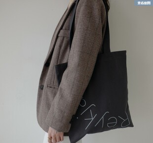 小布自制 韩国unfold小众设计字母城市名系列单肩帆布纯棉ins包袋
