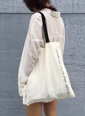 布本同色自制 韩风ins人气同款unfold旅行特别帆布包单肩字母包