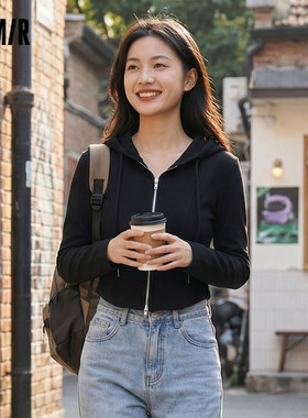 森马外套女短款显瘦连帽夹克百搭