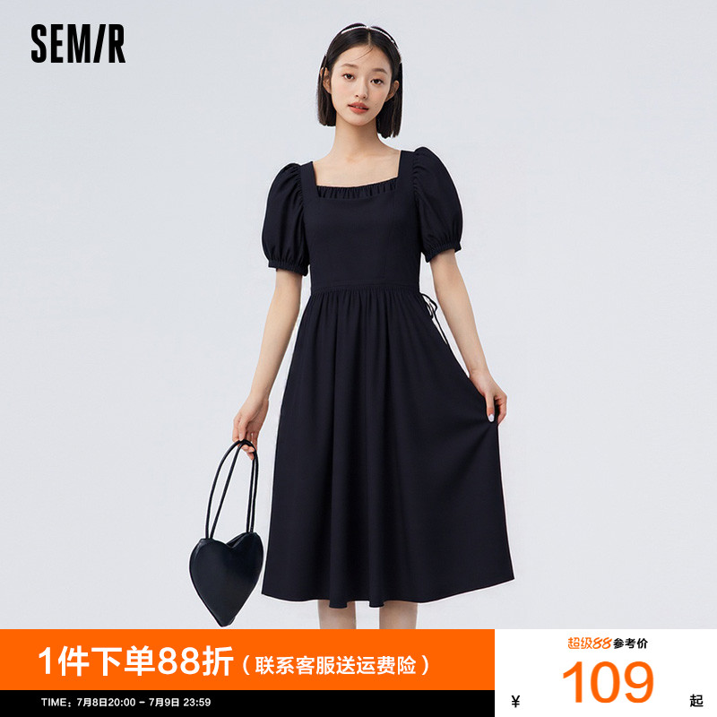 商场同款连衣裙女方领森马