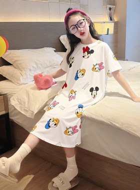 儿童夏季睡裙睡衣女童薄款短袖中大童女孩公主卡通亲子夏天家居服