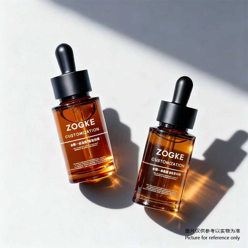 现货创意20ml30ml50ml60ml80ml100ml茶色避光圆柱精油瓶滴管瓶