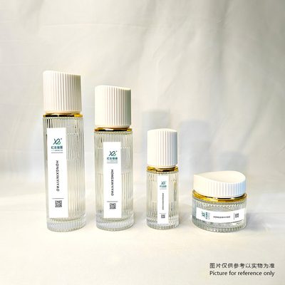 厂家现货30ml100ml1120ml30g透明白色竖纹套装瓶化妆品包材分装瓶