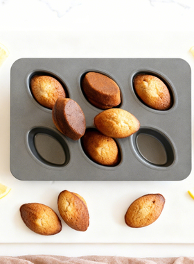 FL日本cotta新品6连加深船型费南雪烤盘加厚食品级碳钢烘焙模具