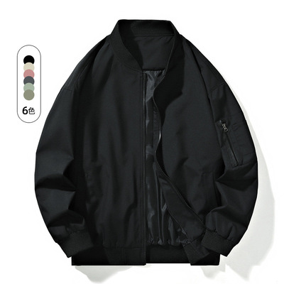 夹克男新款春秋季男士棒球服外套美式潮牌休闲飞行员夹克纯色