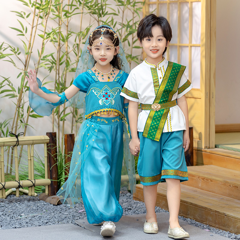 儿童装演出服男童女童舞蹈服中国民族风服饰傣族新疆节日表演礼服