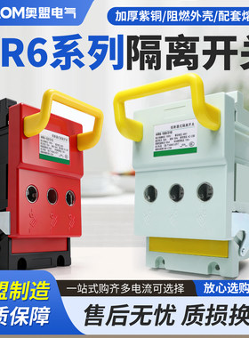 HR6熔断器式隔离开关100A160A250A400A低压闸刀开关三相刀熔紫铜