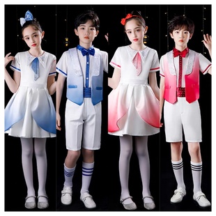 出租六一儿童大合唱团演出服诗歌朗诵中国风表演服主持人礼服