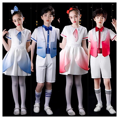 出租六一儿童大合唱团演出服诗歌朗诵中国风表演服主持人礼服