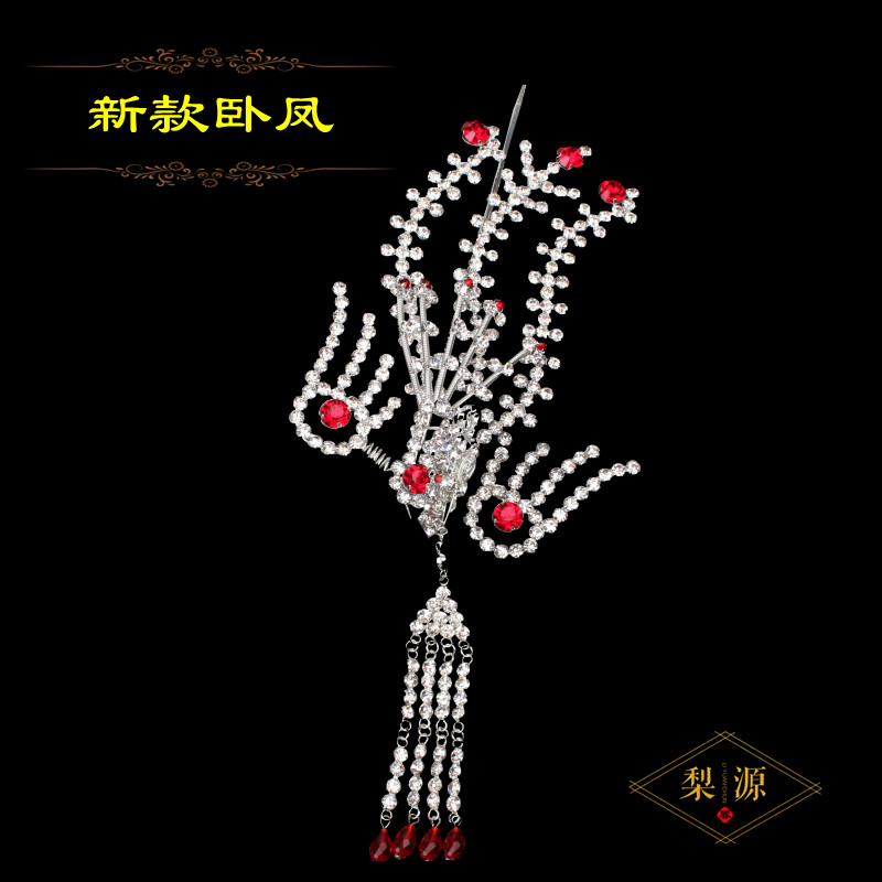 戏曲偏凤国风步摇头面戏曲戏剧水钻青衣花旦头饰配件鬓花汉服偏凤