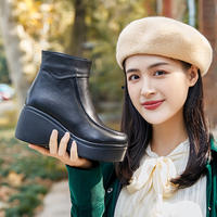 Darling Baby's new winter leather thick-soled ankle boots, women's wedge heels, wool boots, fur and leather boots, cotton boots thumbnail 6