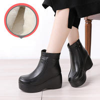 Darling Baby's new winter leather thick-soled ankle boots, women's wedge heels, wool boots, fur and leather boots, cotton boots thumbnail 5