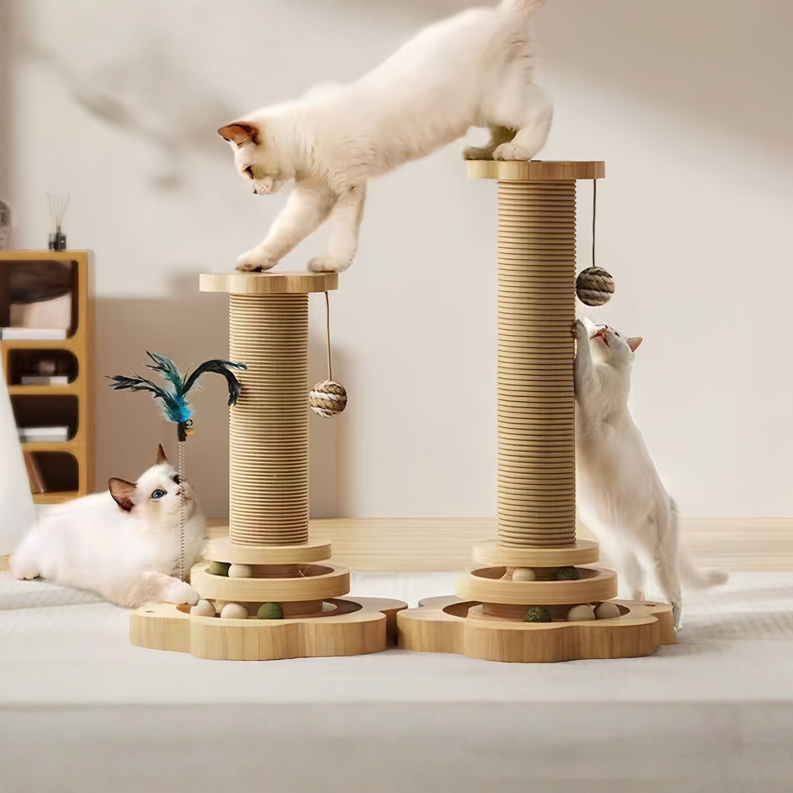 实木剑麻缠绕猫抓柱猫跳台