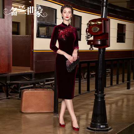 名兰世家妈妈婚宴旗袍礼服改良日常可穿喜婆婆婚礼装连衣裙中国风