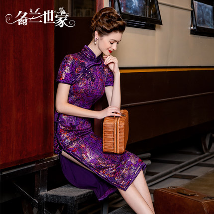 名兰世家婚礼妈妈旗袍礼服平时可穿蕾丝连衣裙高端改良版气质显瘦