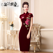 礼服裙中国风复古原创 婚宴婚礼妈妈装 名兰世家改新中式 旗袍改良版
