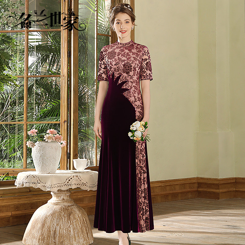 名兰世家婚礼妈妈礼服高贵年轻款喜婆婆婚宴装结婚喜服宴会连衣裙