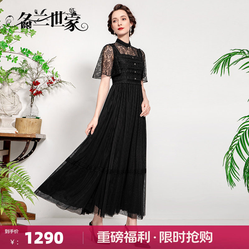 名兰世家黑色网纱欧式宫廷风礼服图片